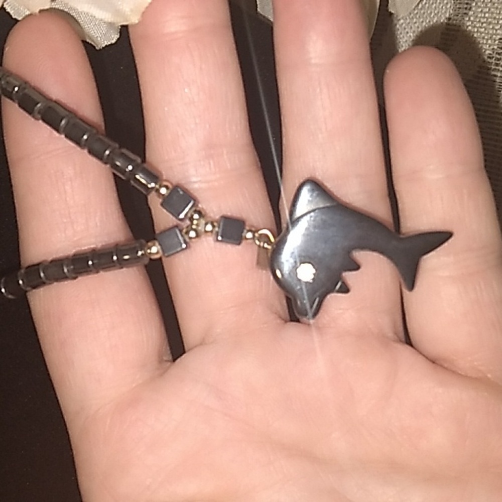 Hemitite Necklace with Dophin Pendant